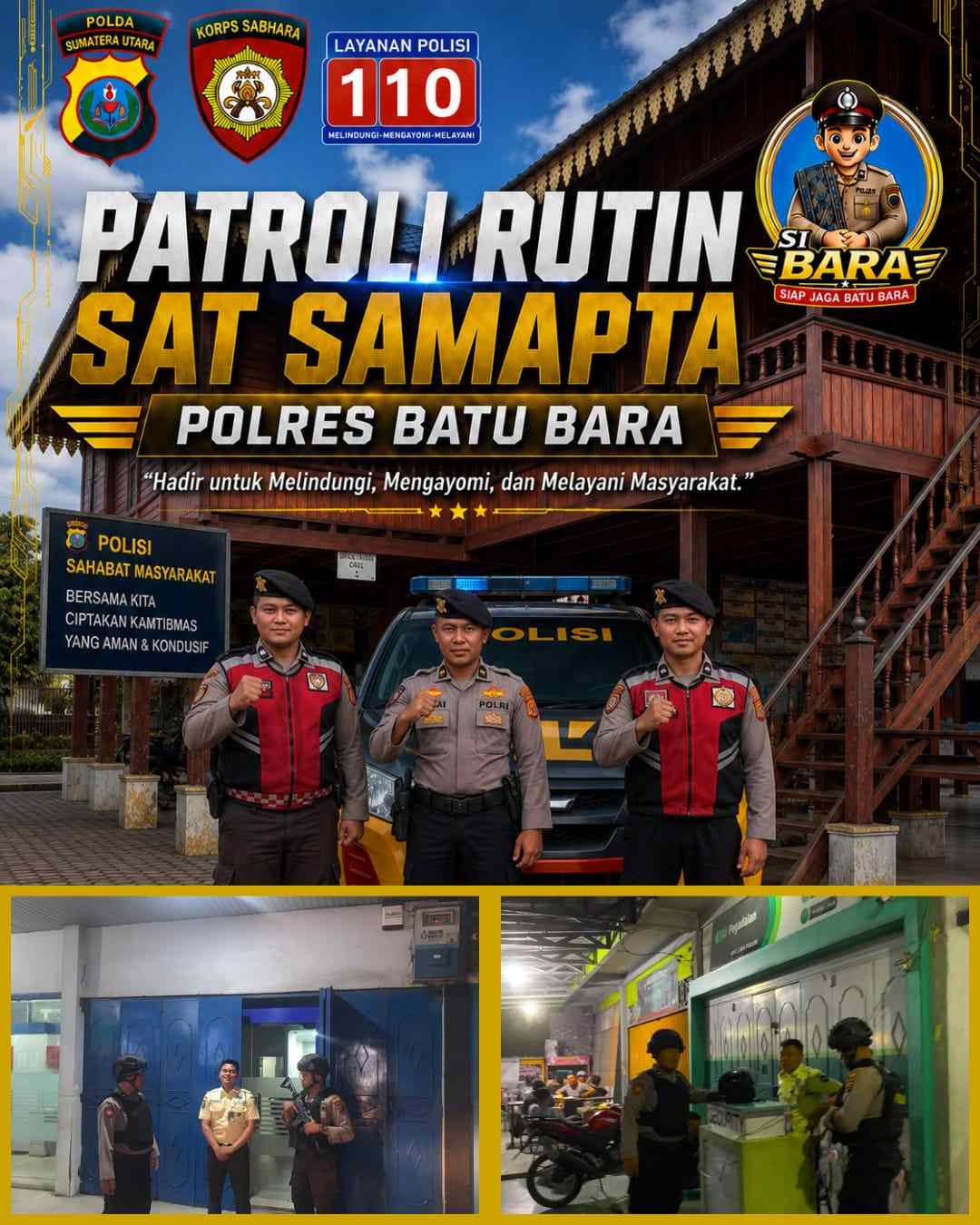 Sat Samapta Polres Batu Bara Lakukan Patroli Roda-4, Antisipasi Kejahatan 3C dan Begal