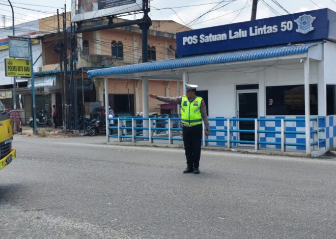 Sat Lantas Polres Batu Bara Laksanakan Gatur Siang di Pos Lantas Lima Puluh – Kegiatan Aman Lancar   