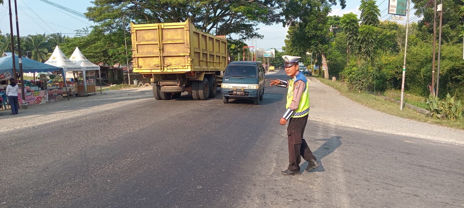 Pos Lantas Sei Bejangkar Amankan Jam Pulang Kerja, Arus Jalinsum Tetap Lancar
