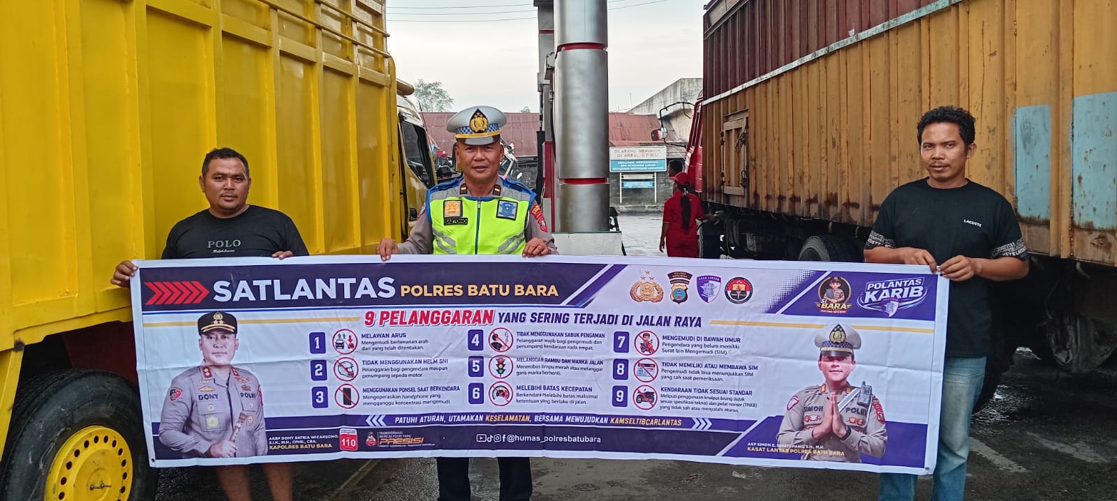 Satlantas Polres Batu Bara Gelar Polantas KARIB di SPBU Binjai Baru, Tekankan Keselamatan Bagi Pengemudi Truk   