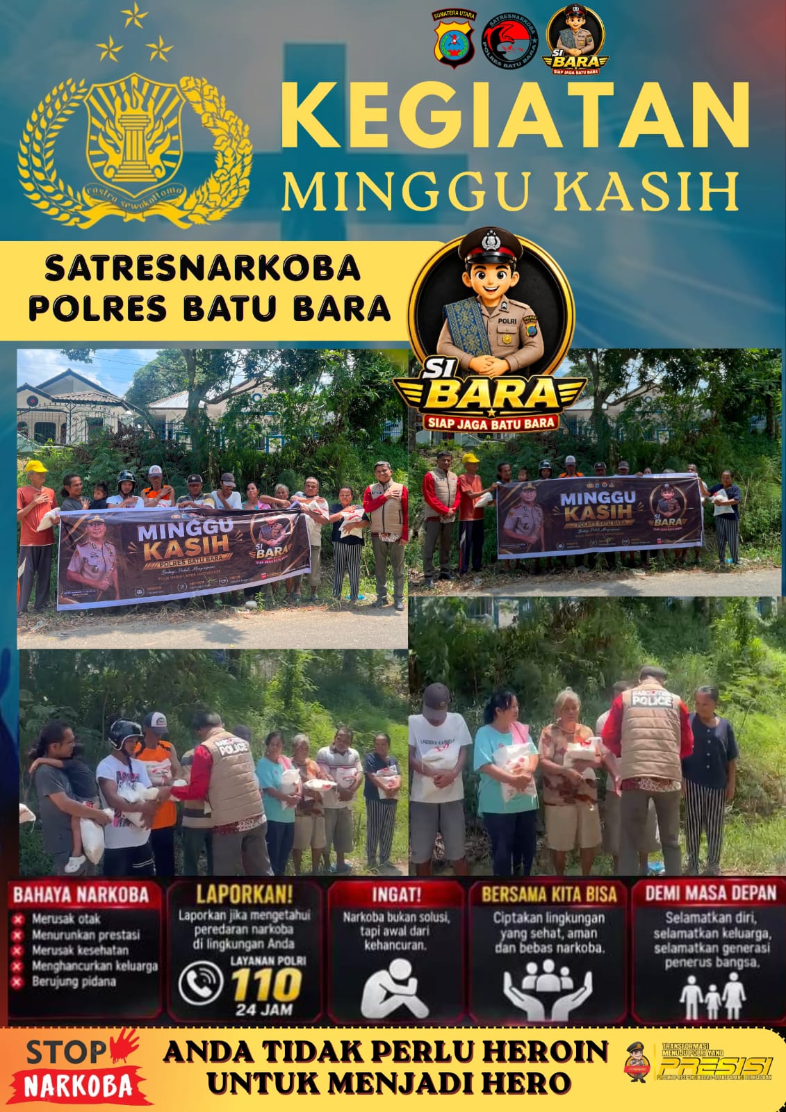 Polres Batu Bara Gelar Program Minggu Kasih, Salurkan Bantuan Sembako kepada Masyarakat