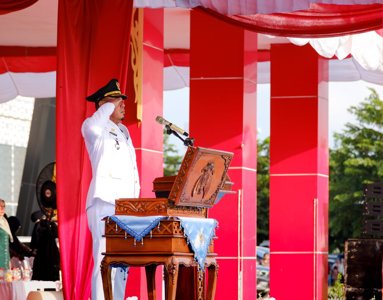 Wabup Syafrizal Pimpin Upacara Penurunan Bendera HUT ke-81 Kemerdekaan RI di Batu Bara