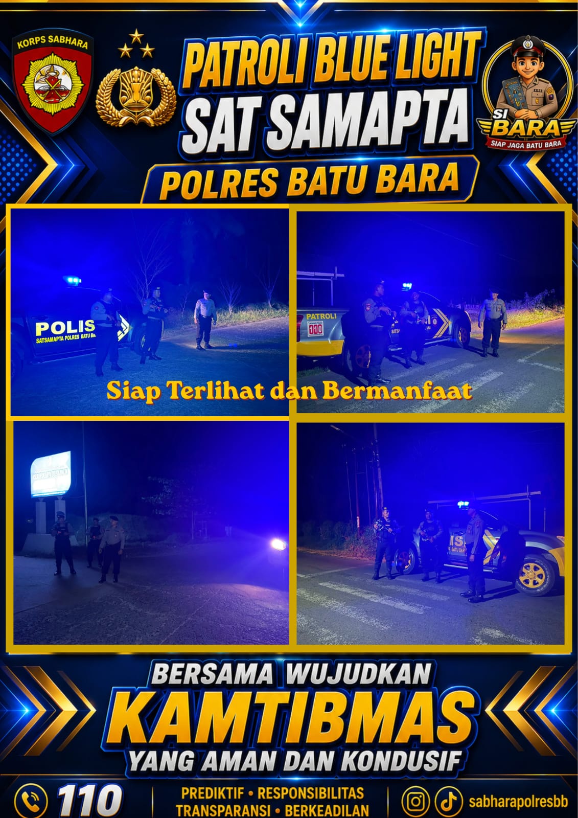 Polres Batu Bara Gelar Patroli Blue Light Roda-4, Antisipasi Tindak Pidana 3C dan Kejahatan Jalanan