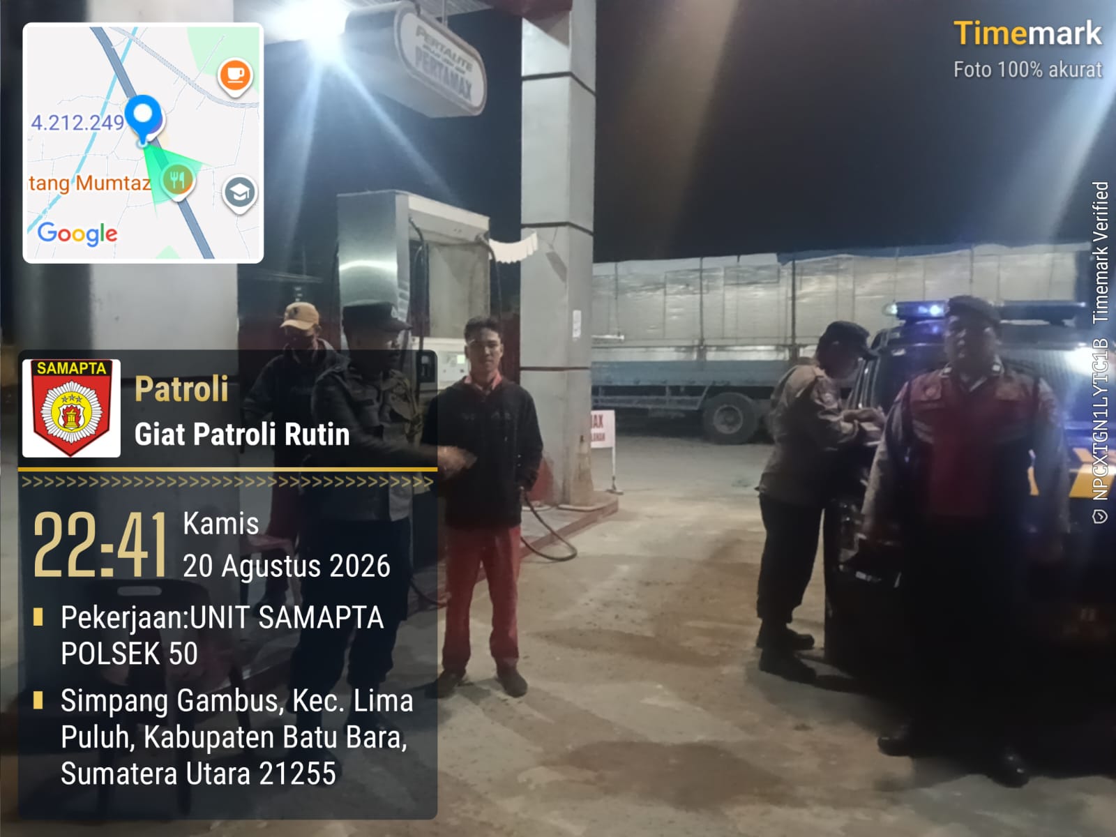 Polsek Lima Puluh Lakukan Patroli Malam & Monitoring SPBU, Stok BBM Dipastikan Aman dan Cukup   