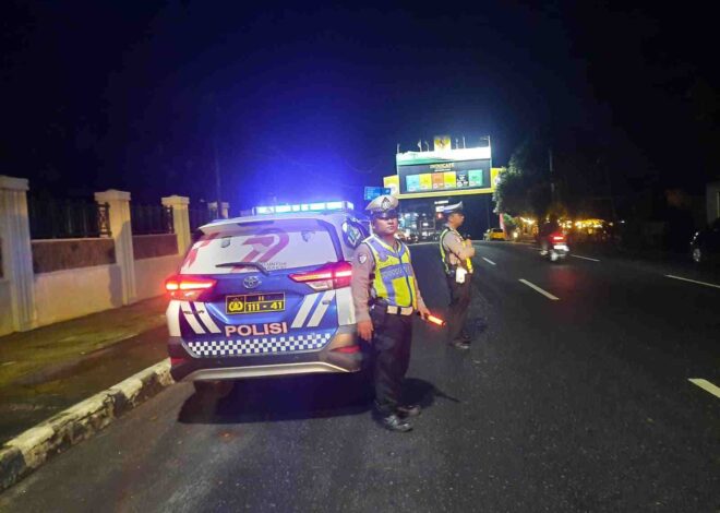 Sat Lantas Polres Pematangsiantar Laksanakan Blue Light Patrol Malam, Pantau Jalan Sutomo dan Jalan Gereja   