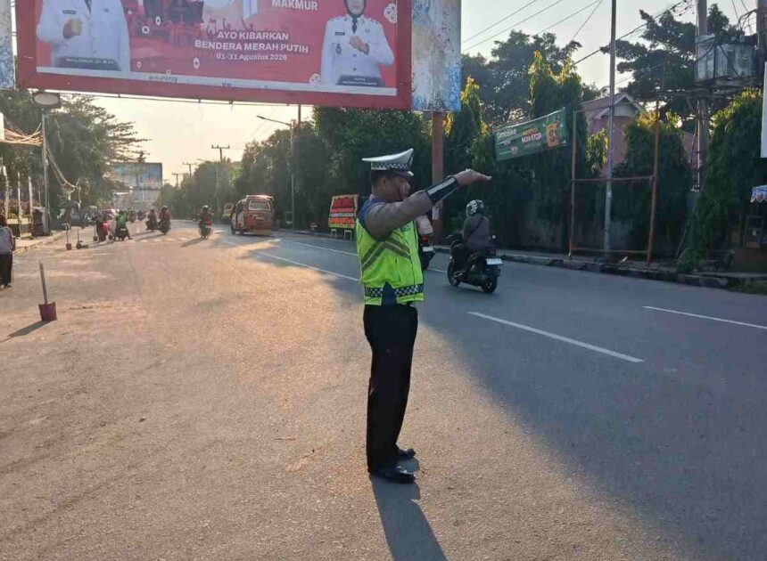 Pos Padat Pagi Jalan Sudirman Berjalan Lancar, Sat Lantas Pematangsiantar Pastikan Arus Lalu Lintas Tetap Terkendali   