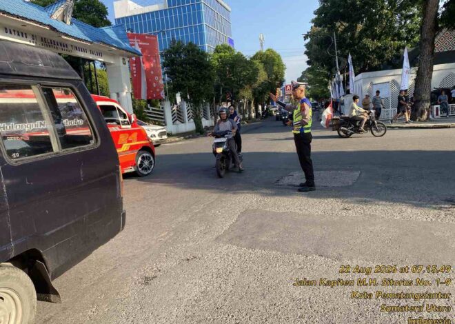 Pos Padat Pagi Sabtu, Sat Lantas Pematangsiantar Kawal 35 Titik Persimpangan Demi Kelancaran Lalu Lintas   