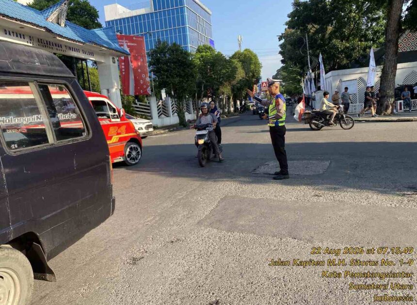 Pos Padat Pagi Sabtu, Sat Lantas Pematangsiantar Kawal 35 Titik Persimpangan Demi Kelancaran Lalu Lintas   