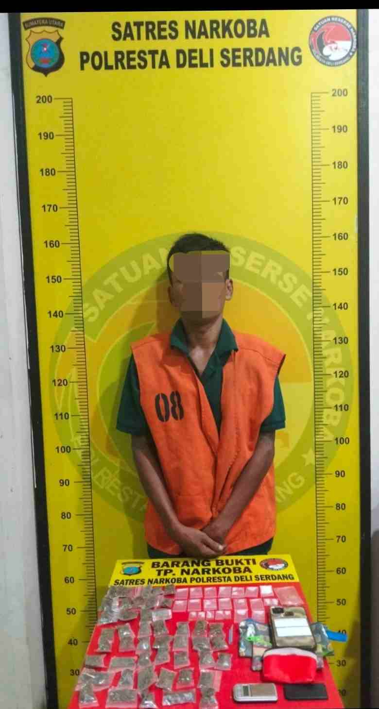 Bekuk Bandar Narkoba di Batang Kuis, Satresnarkoba Polresta Deli Serdang Sita 21 Paket Sabu & 46 Paket Ganja