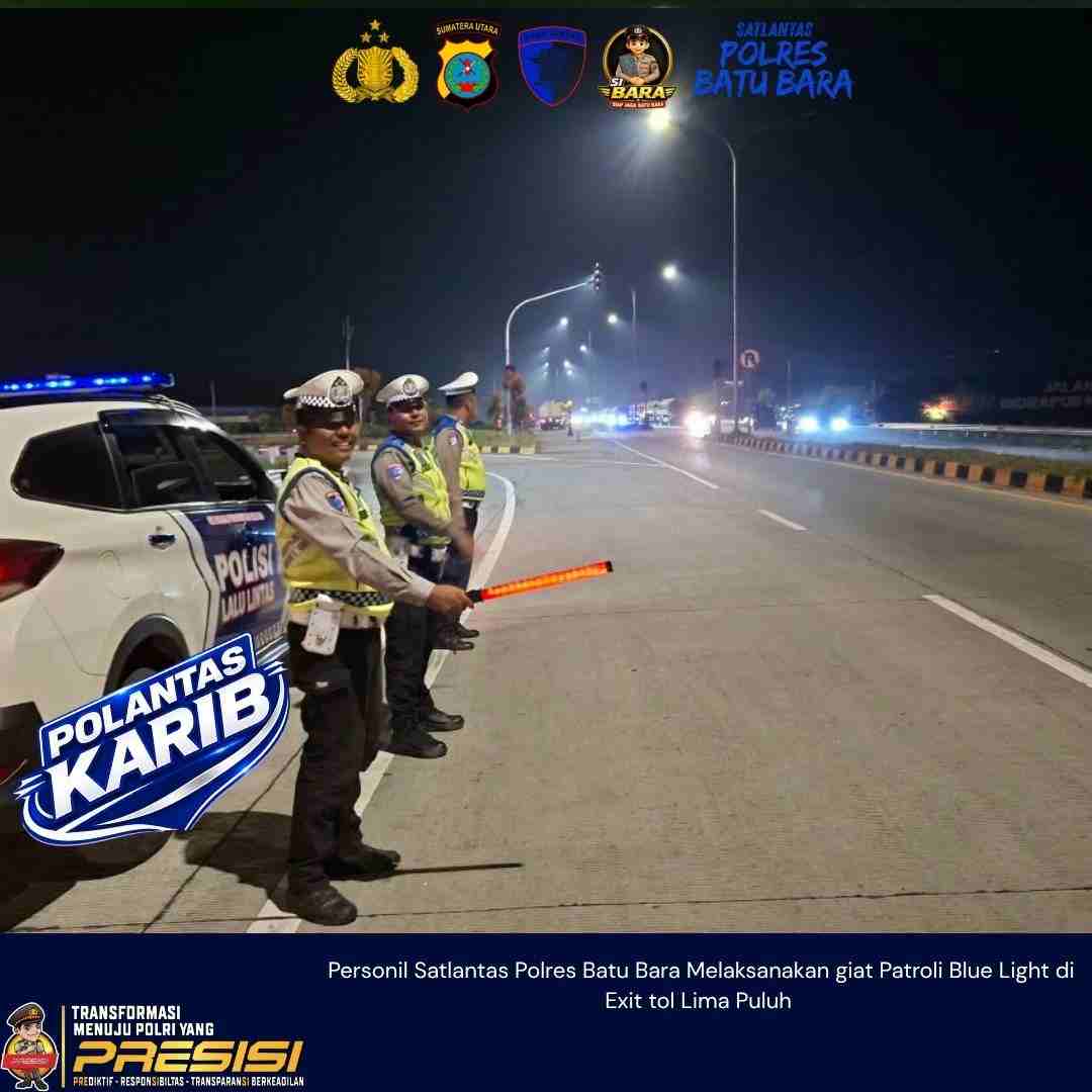 Patroli Malam Sat Lantas Polres Batu Bara Sisir 4 Titik Rawan Jalinsum, Hidupkan Senter di Lokasi Rawan Macet & Laka