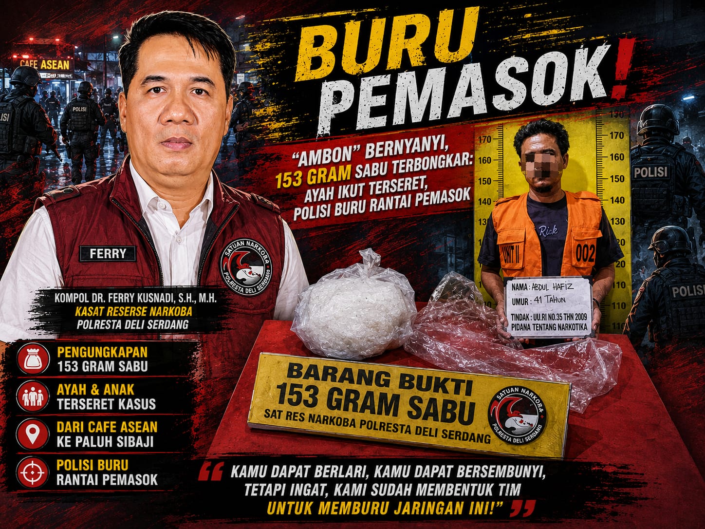 AMBON” Bernyanyi, 153 Gram Sabu Terbongkar: Ayah Ikut Terseret, Polisi Buru Rantai Pemasok
