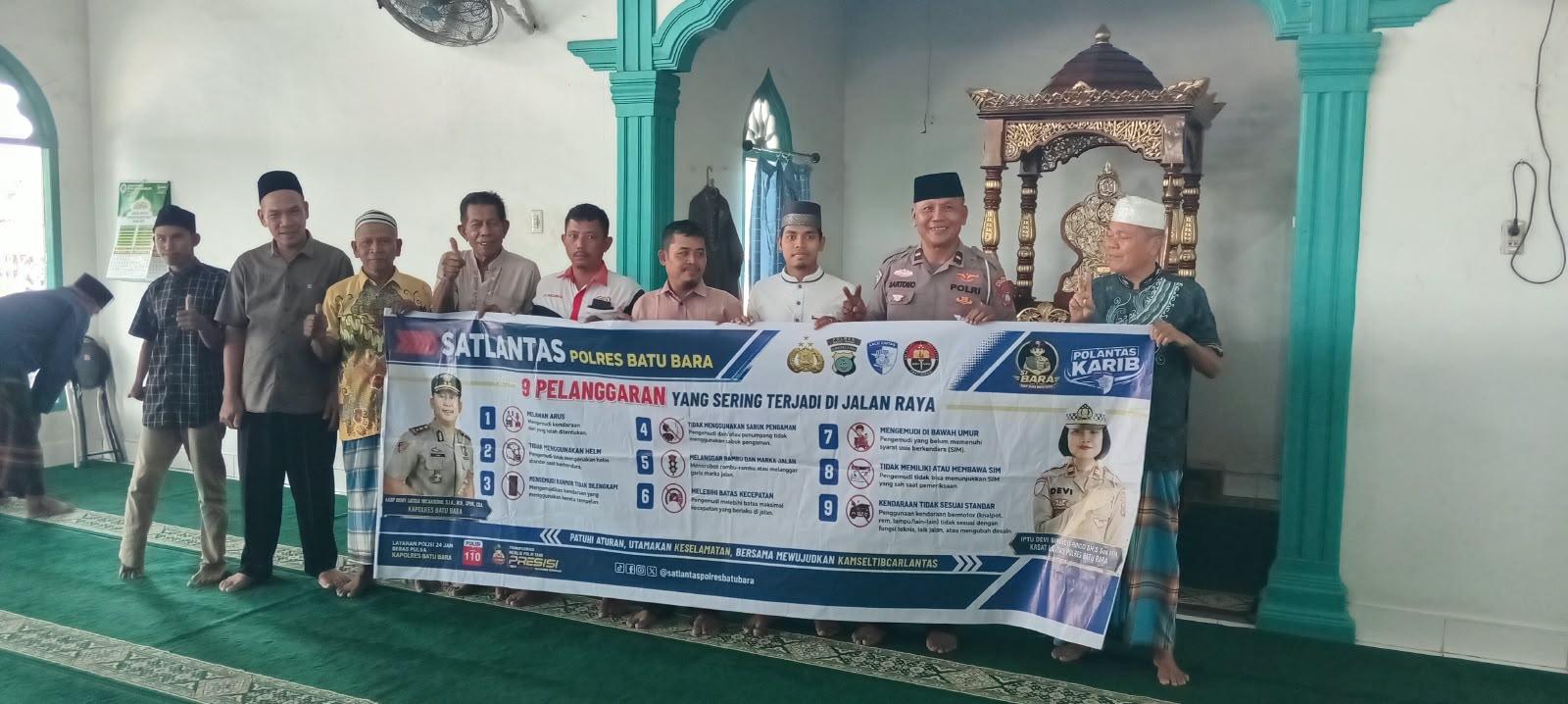 Polantas Karib, Satlantas Polres Batu Bara Sampaikan Edukasi Keselamatan Berlalu Lintas kepada Jemaah Masjid