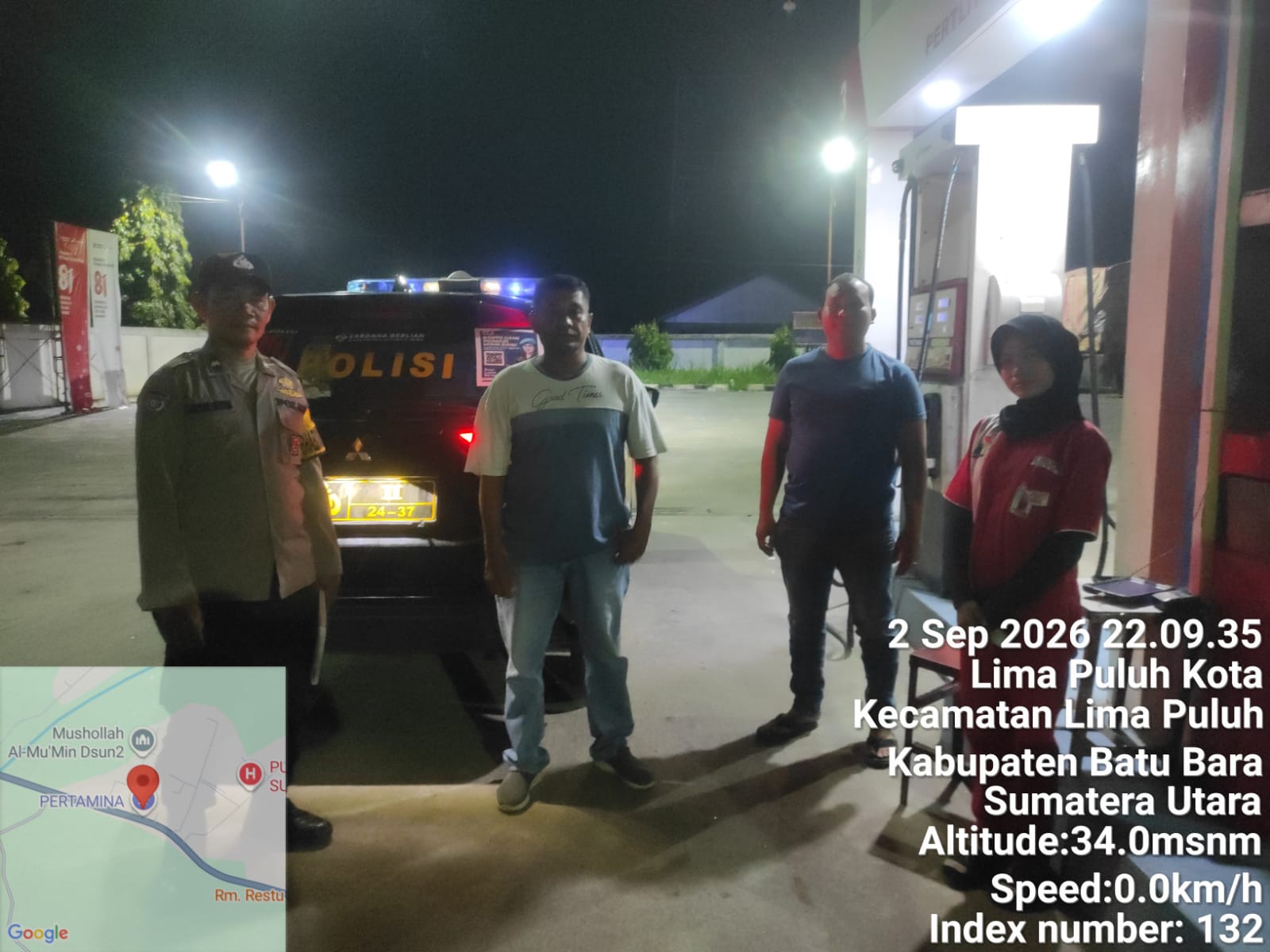 Patroli Mobile Polsek Lima Puluh di SPBU Sumber Padi, Antisipasi Antrian dan Jaga Kamtibmas Wilayah Batu Bara   