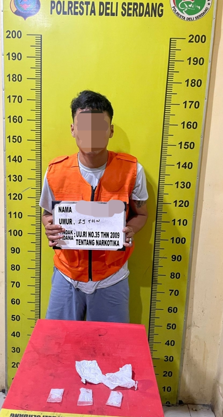 FOVT (29) kantongi sabu 12,9gram, ditangkap Sat Resnarkoba Polresta Deli Serdang di Pantai Labu   