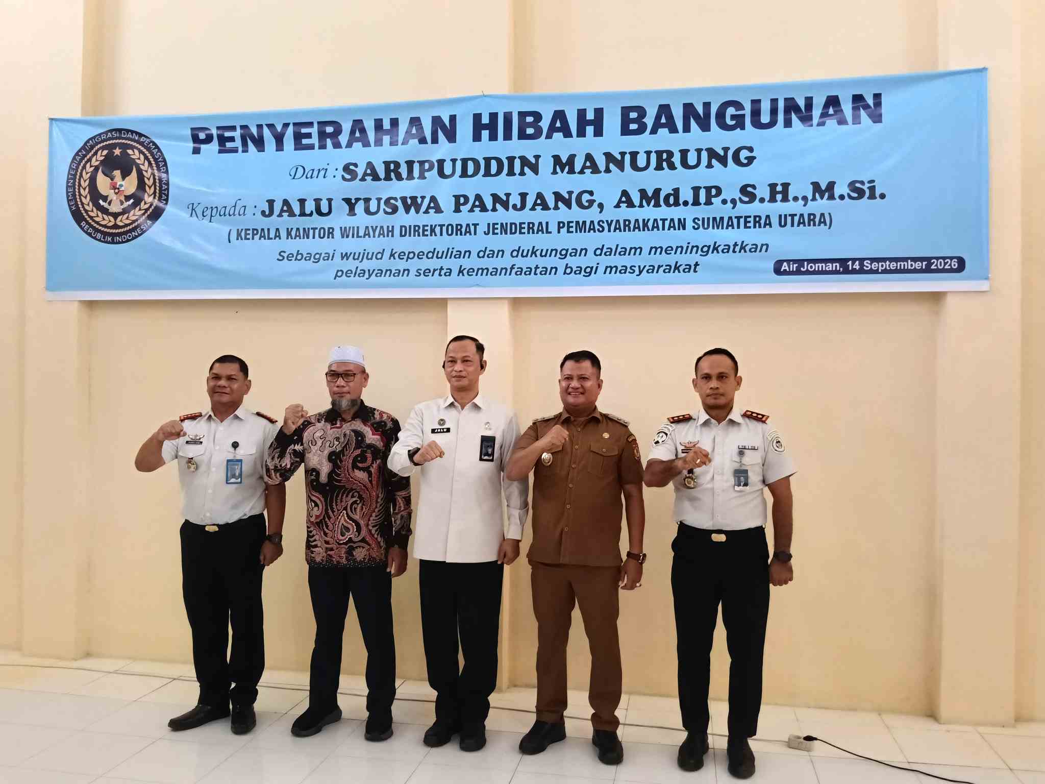 Kanwil Kemenimipas Sumut Terima Hibah Bangunan dari Masyarakat, Fasilitas Lapas Labuhan Ruku Semakin Lengkap