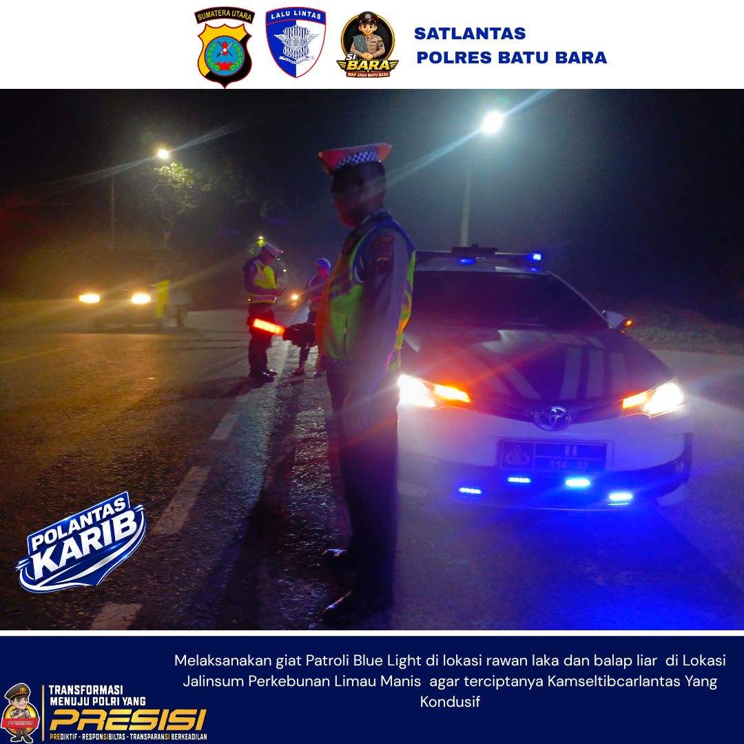 Sat Lantas Polres Batu Bara Gelar Patroli Malam: Kawal Jalinsum, Terangi Titik Rawan Demi Keselamatan Pengguna Jalan   