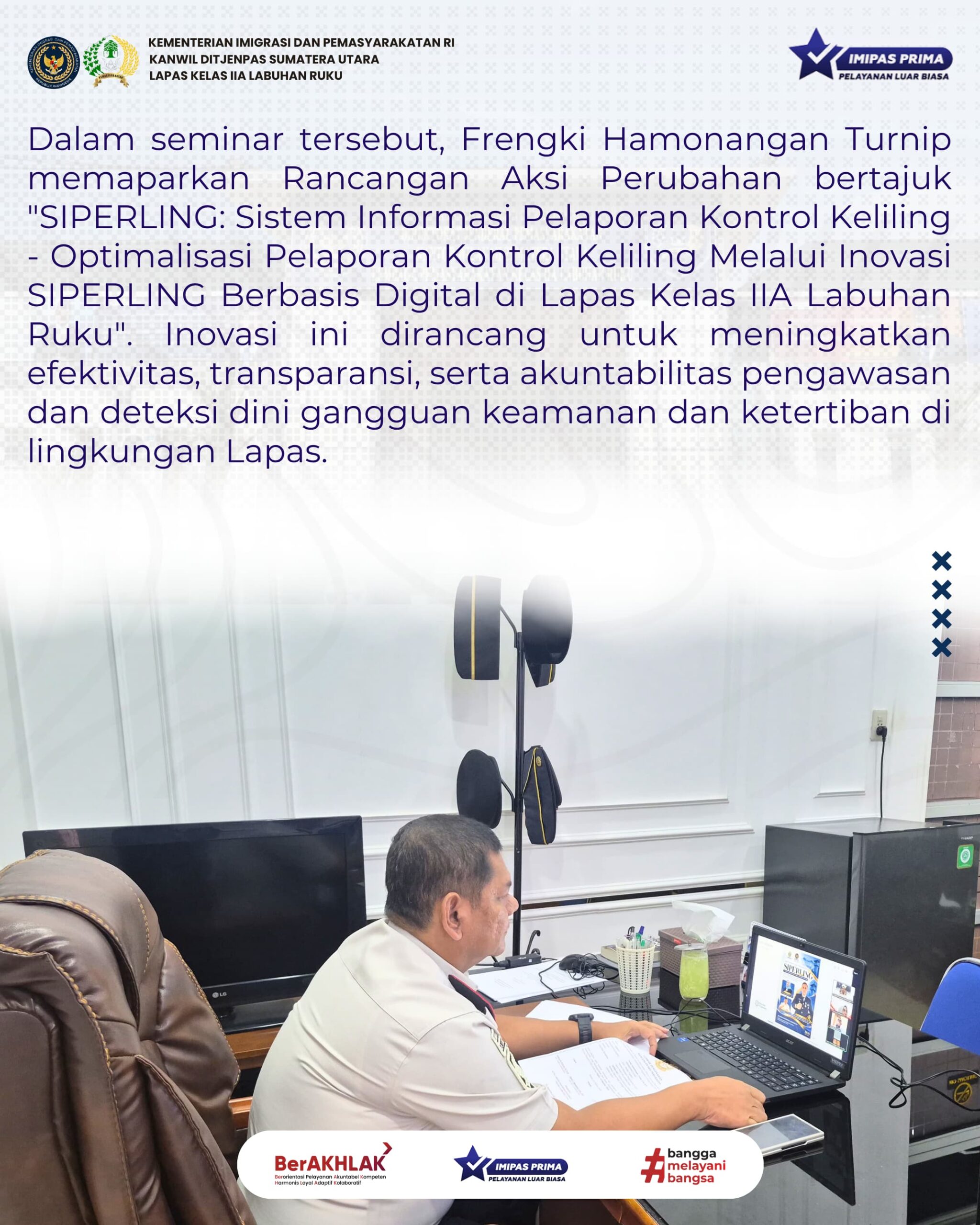 DUKUNG INOVASI DIGITAL, KALAPAS LABUHAN RUKU HADIRI SEMINAR RAP KA KPLP SEBAGAI MENTOR VIA ZOOM