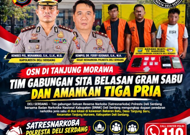 Sat Narkoba Polresta Deli Serdang Tangkap 3 pengedar Di Dua Tempat Berbeda
