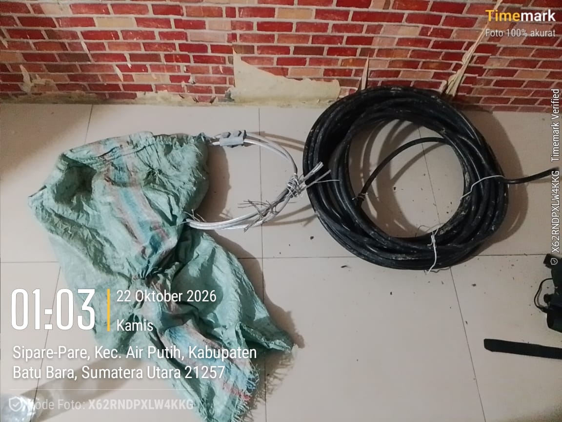 Polsek Air Putih Tangani Kasus Pencurian Kabel Tower SUTET PLN di Sei Suka, Dua Terduga Pelaku Diamankan   